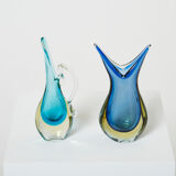 Set of two vases Sommerso glass of Murano 1970
