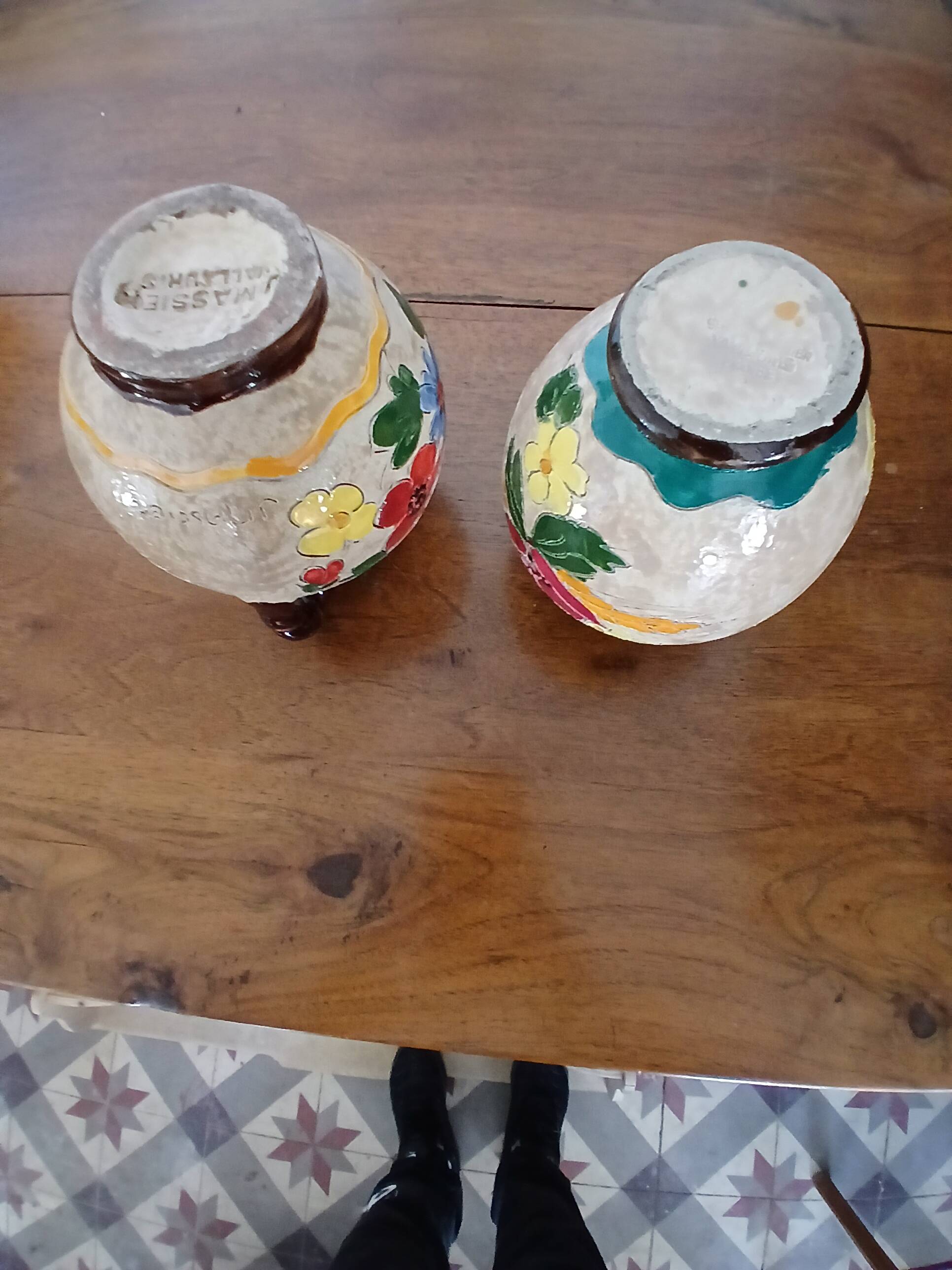 Vase Vallauris Massier with floral patterns,