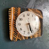 Silent rectangular vintage wall pendulum clock "Jaz ochre gray"