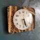Silent rectangular vintage wall pendulum clock "Jaz ochre gray"