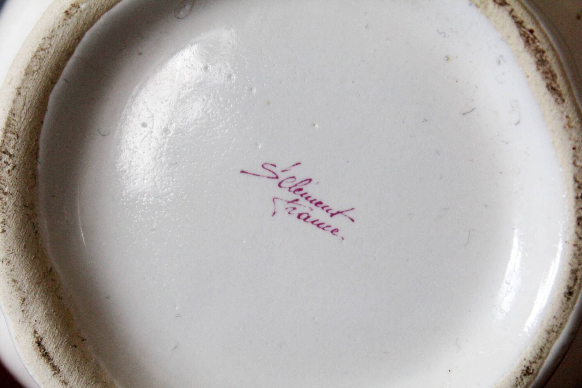 Large vintage ceramic milk jug, Saint Clément France, Le Coq motif