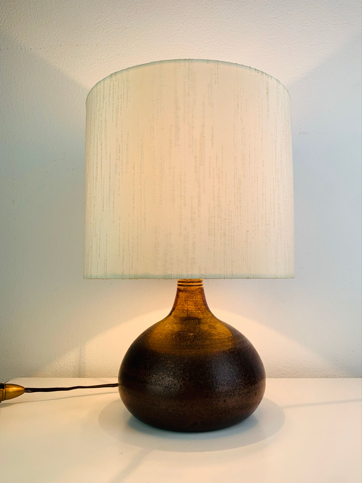 Lampe boule grès vintage, années 60 