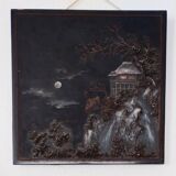 2 tableaux asiatiques en bois peint