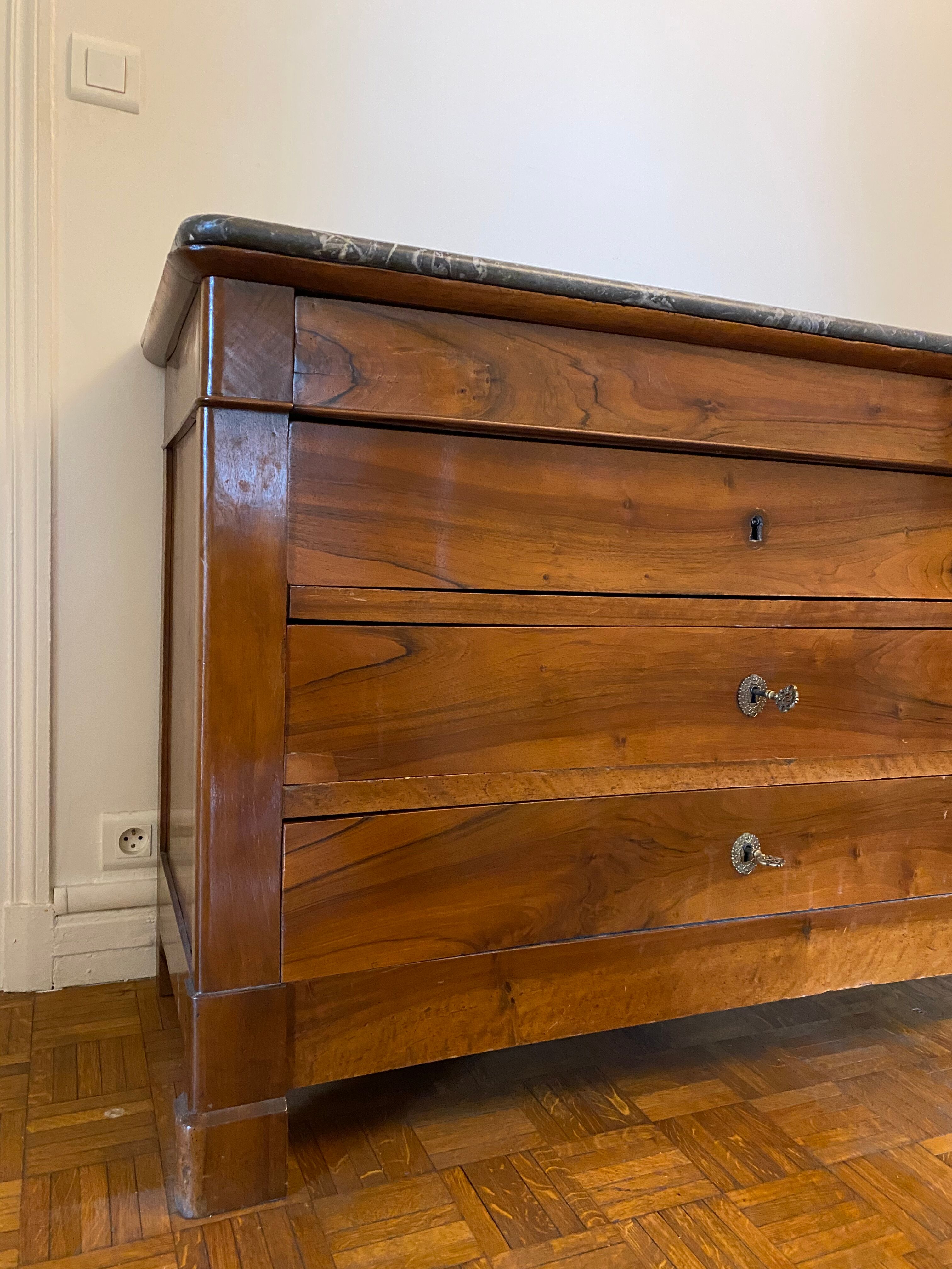 Old wooden dresser with marble tray