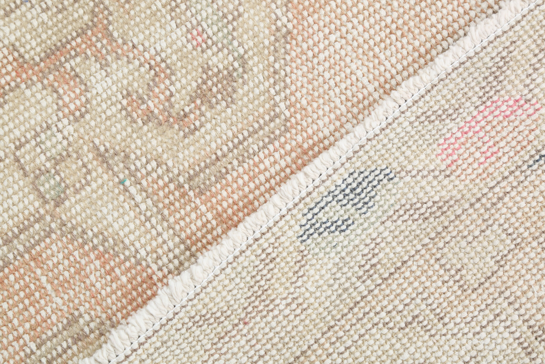 Soft Pastel Orange Wool Vintage Rug