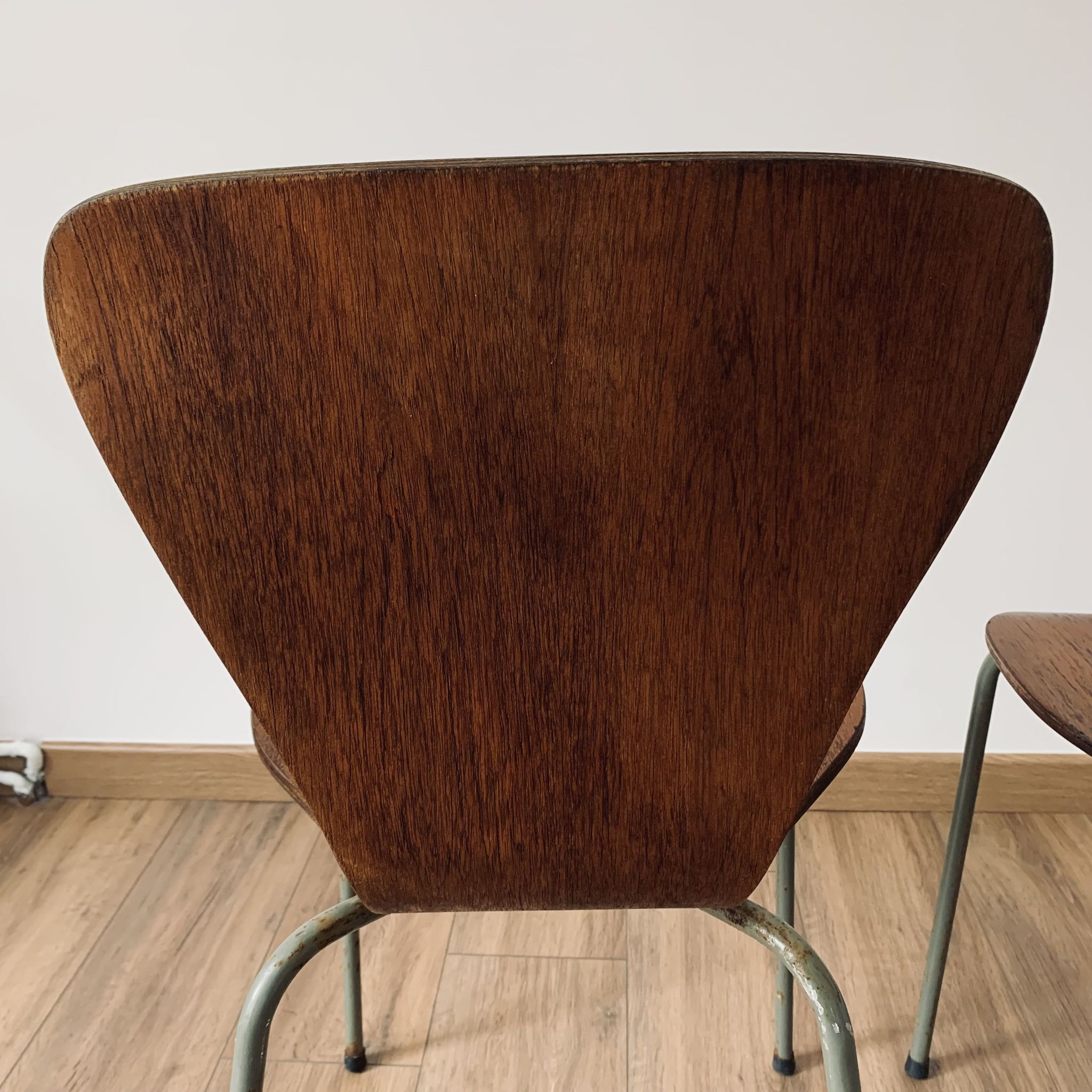 Pair of 3107 chairs - wood & metal