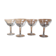 4 vintage cocktail glasses engraved with flower pattern, 50s