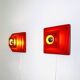 Multi-Layered Pyramid Wall Lamps In Red By Hustadt Leuchten, Germany 1970S