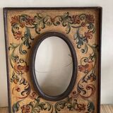 Cadre bois décor fleurs peintes