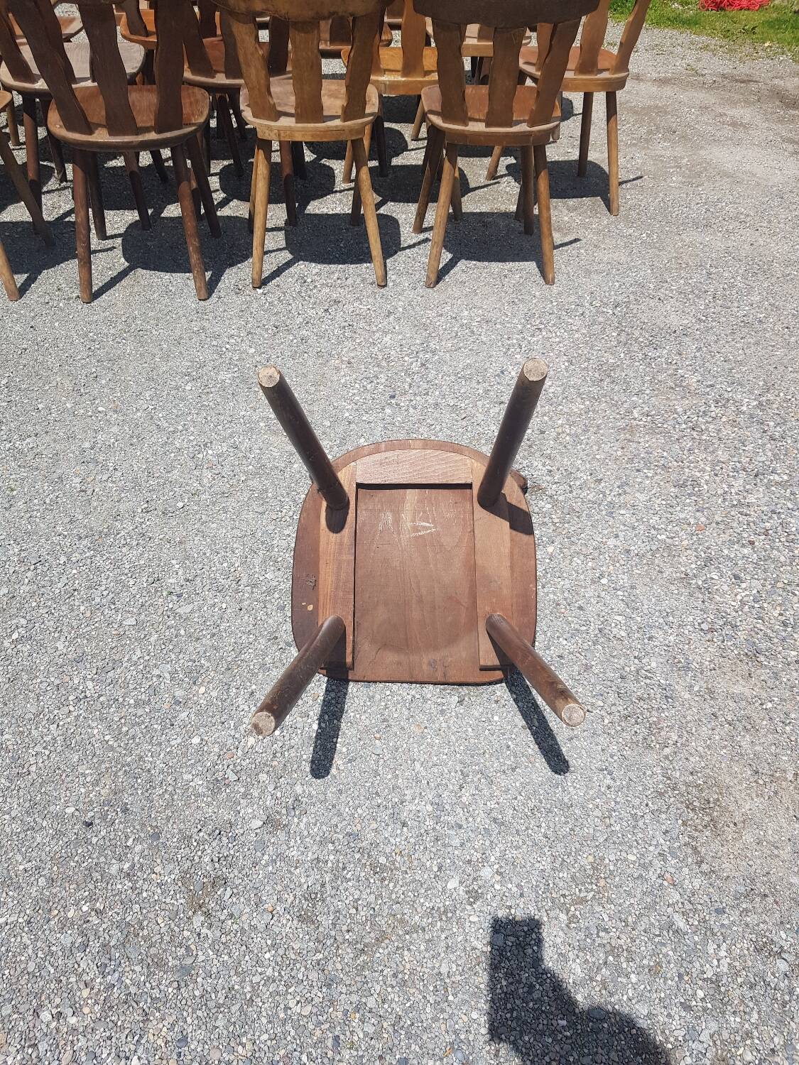 Old bistro chairs in solid oak wood