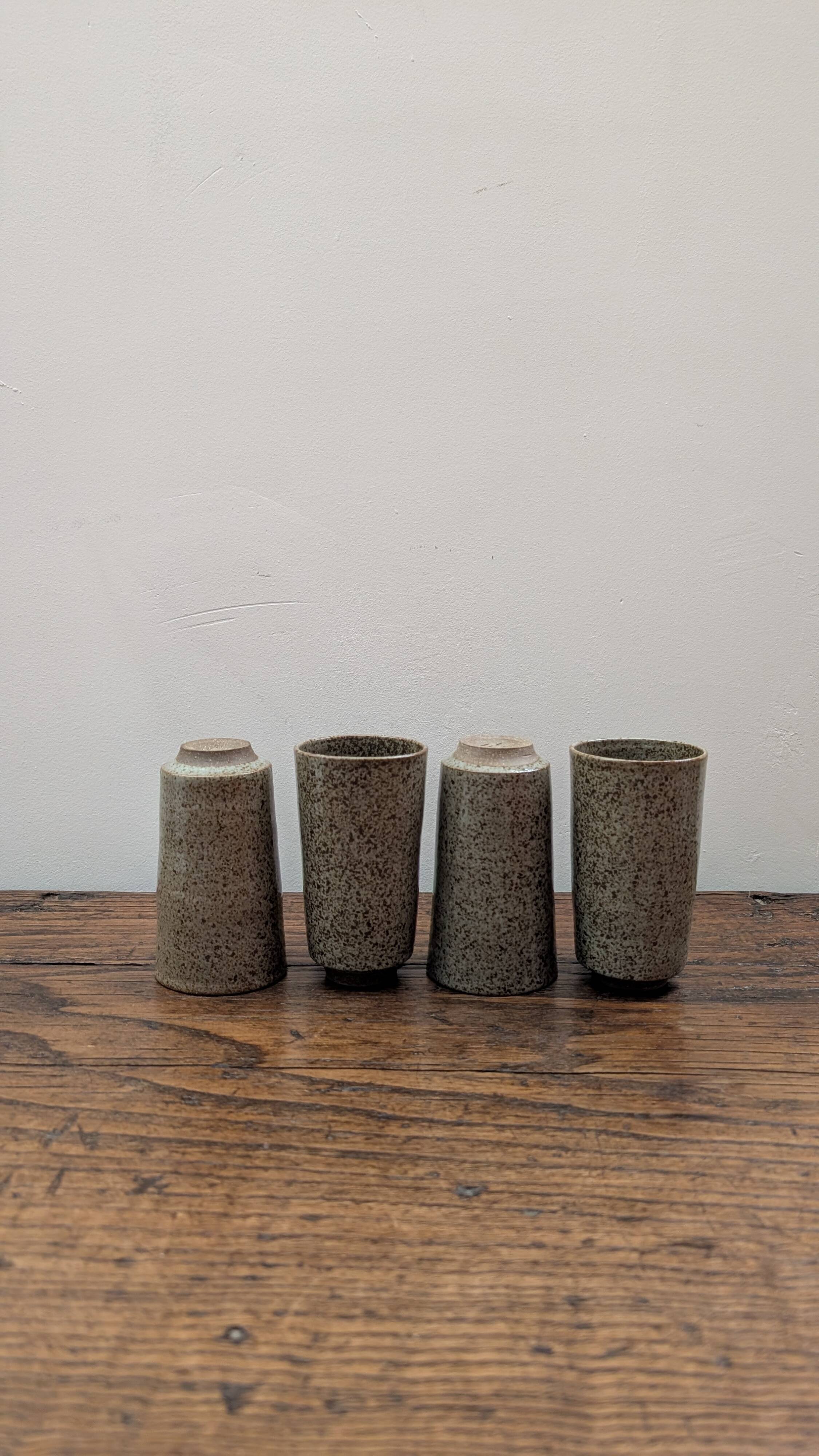 Set of 4 speckled ceramic mazagrans.