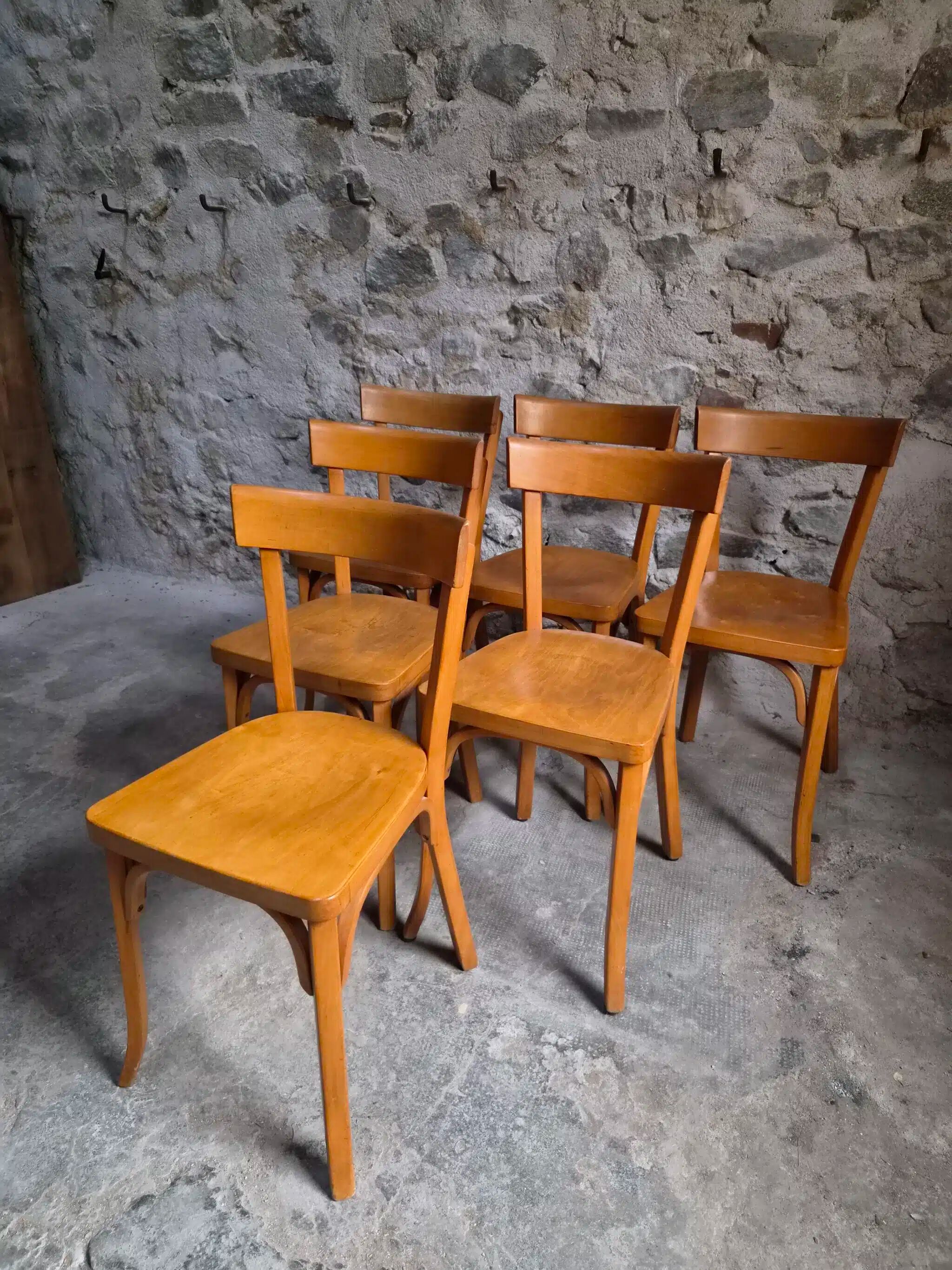 Set of six Baumann bistro chairs, France, 1950s