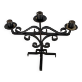 Pair of brutalist candlesticks in wrought iron