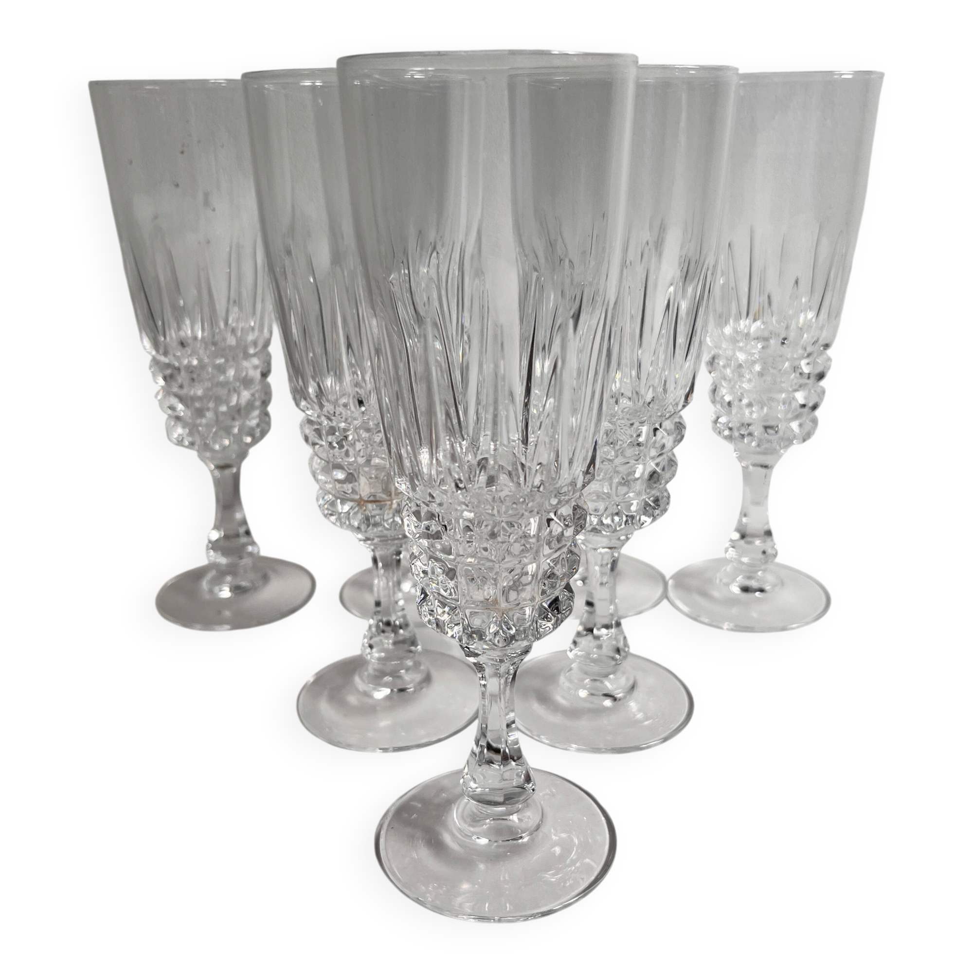 7 crystal champagne flutes
