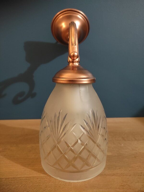 Wall lamp support metal copper globe frosted glass