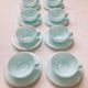 8 Art Deco Opaline Glass Coffee Cups and Saucers "The Economy"