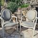 Pair of Louis XVI style medallion armchairs lacquered white