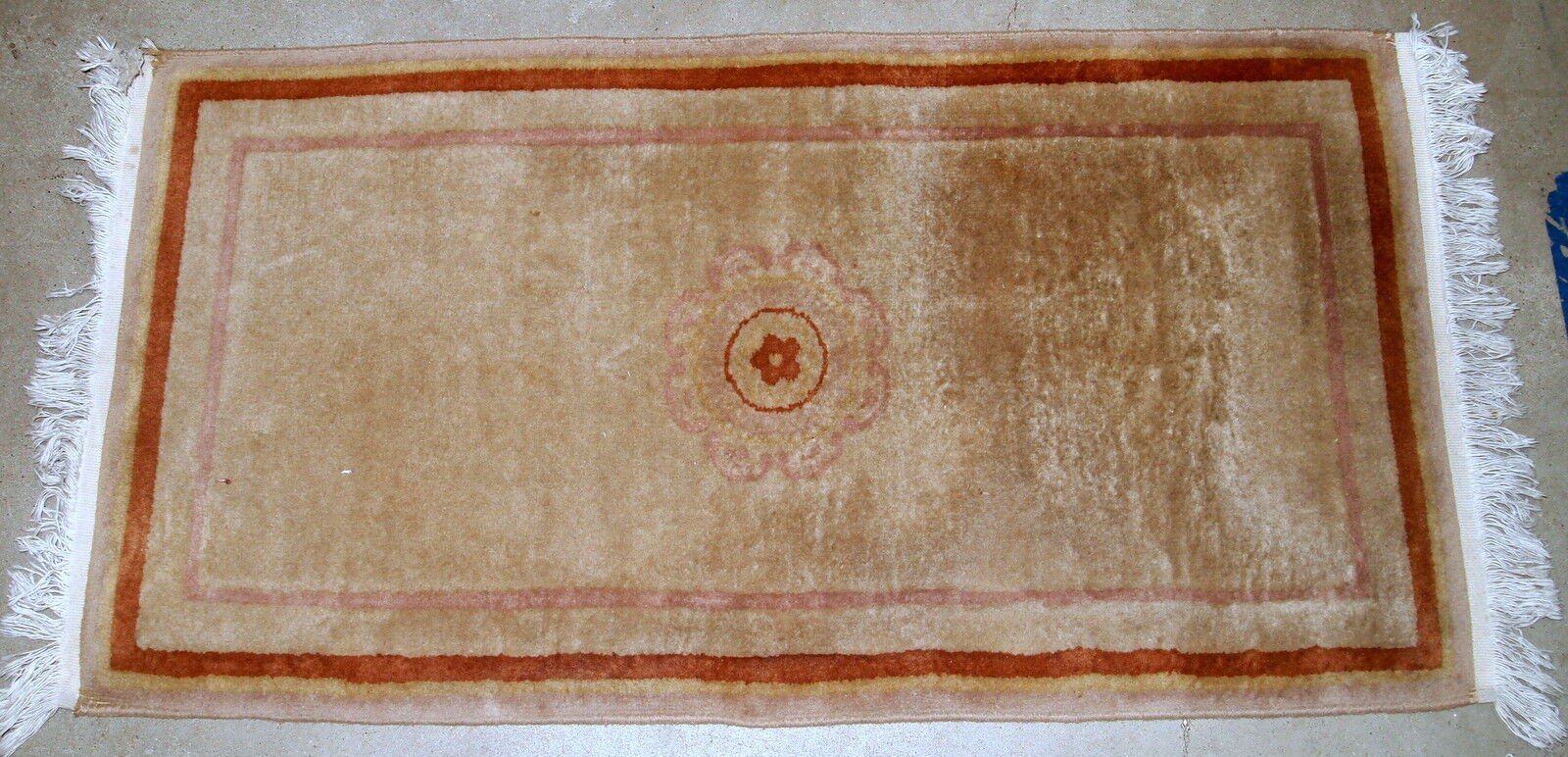 Chinese handmade vintage rug 64cm x 128cm 1970s