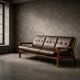 Vintage Mid-Century Danish Modern 3-Seater Brown Leather Sofa by Georg Thams