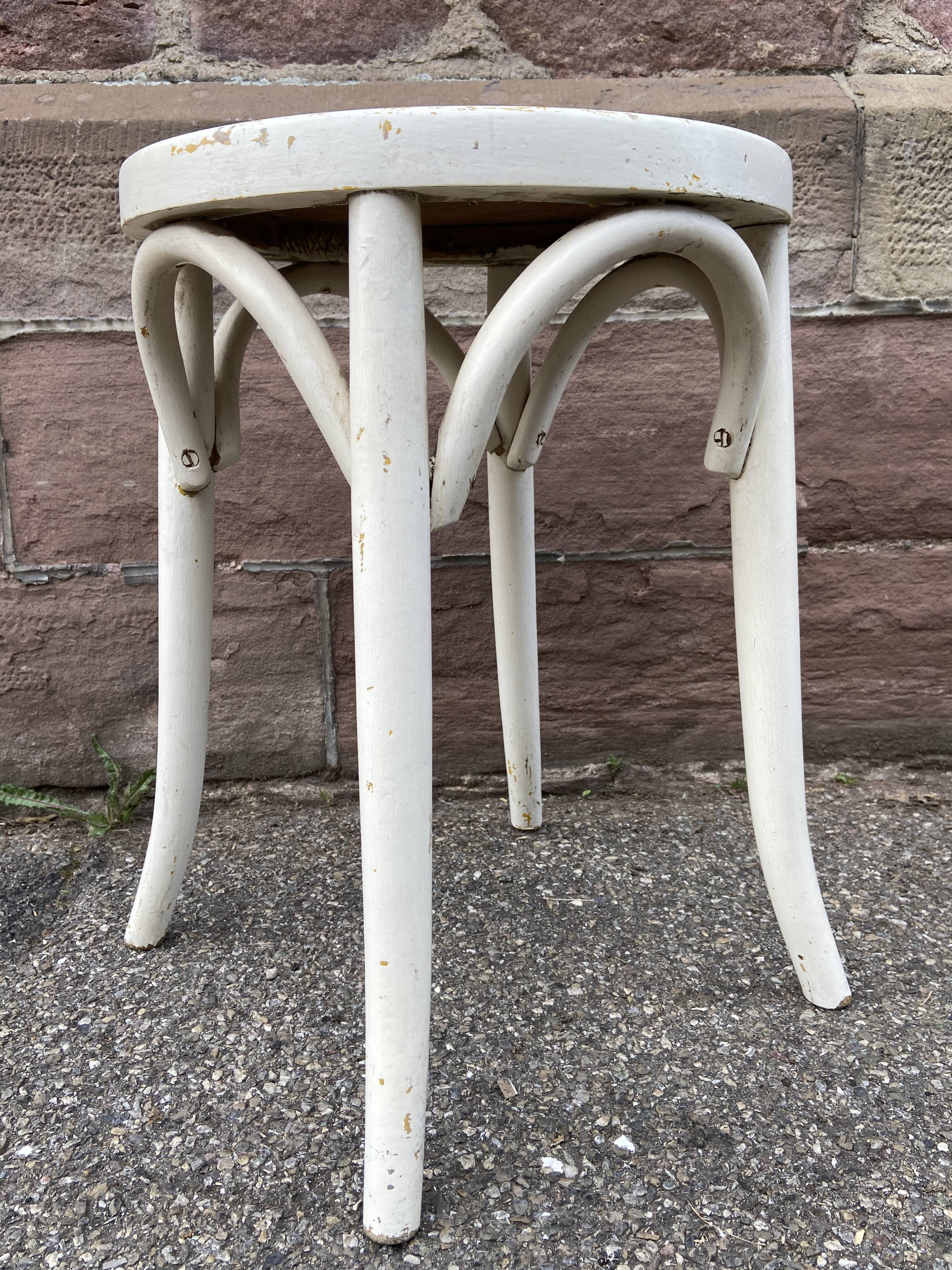 Vintage curved wooden stool