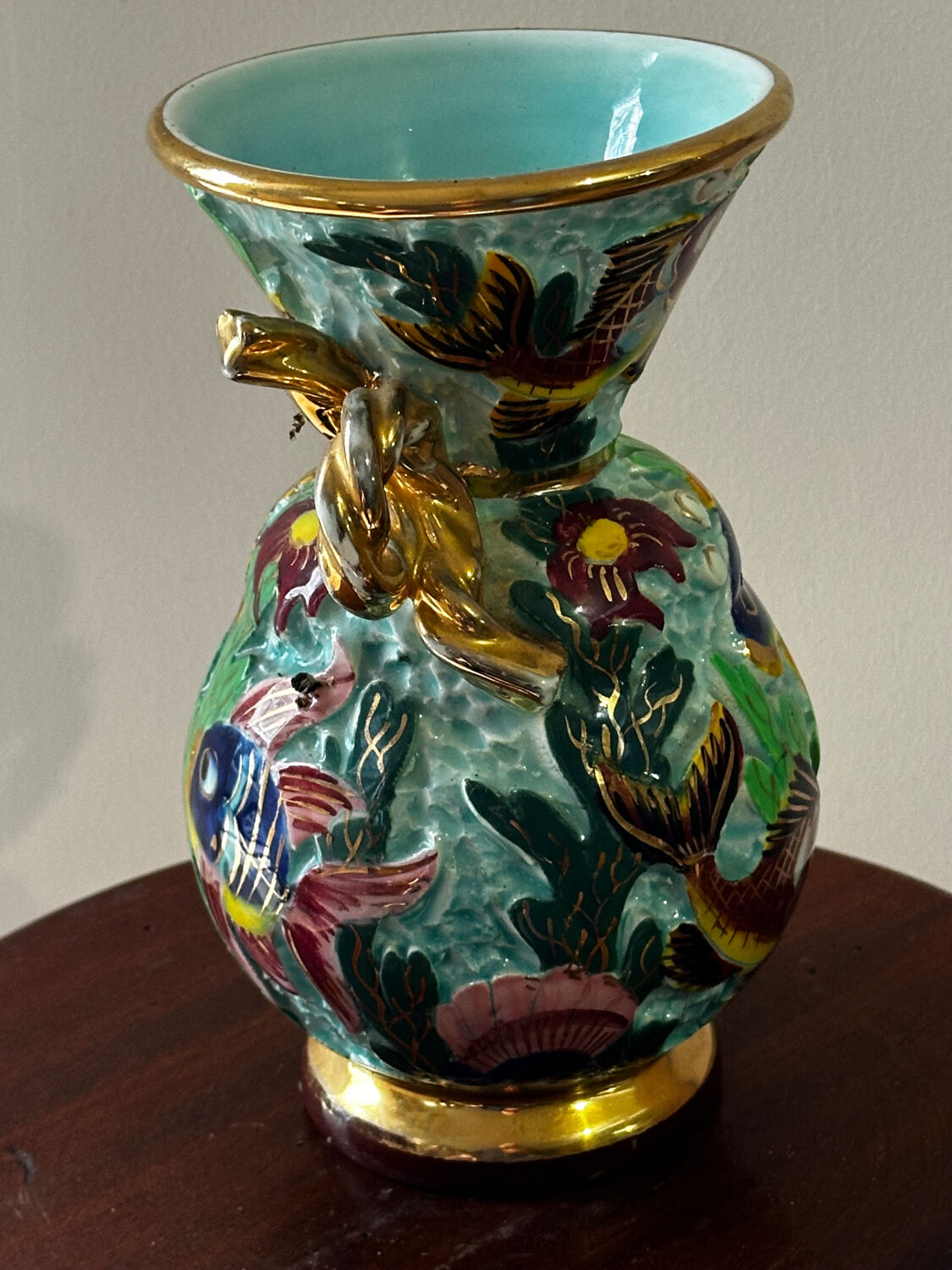 Cerdazur Monaco vase in ceramic with fish decoration