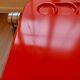 Vintage lot design – Platone table + red Plia chairs – Anonima Castelli