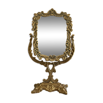 Ancien miroir psyché en bronze doré