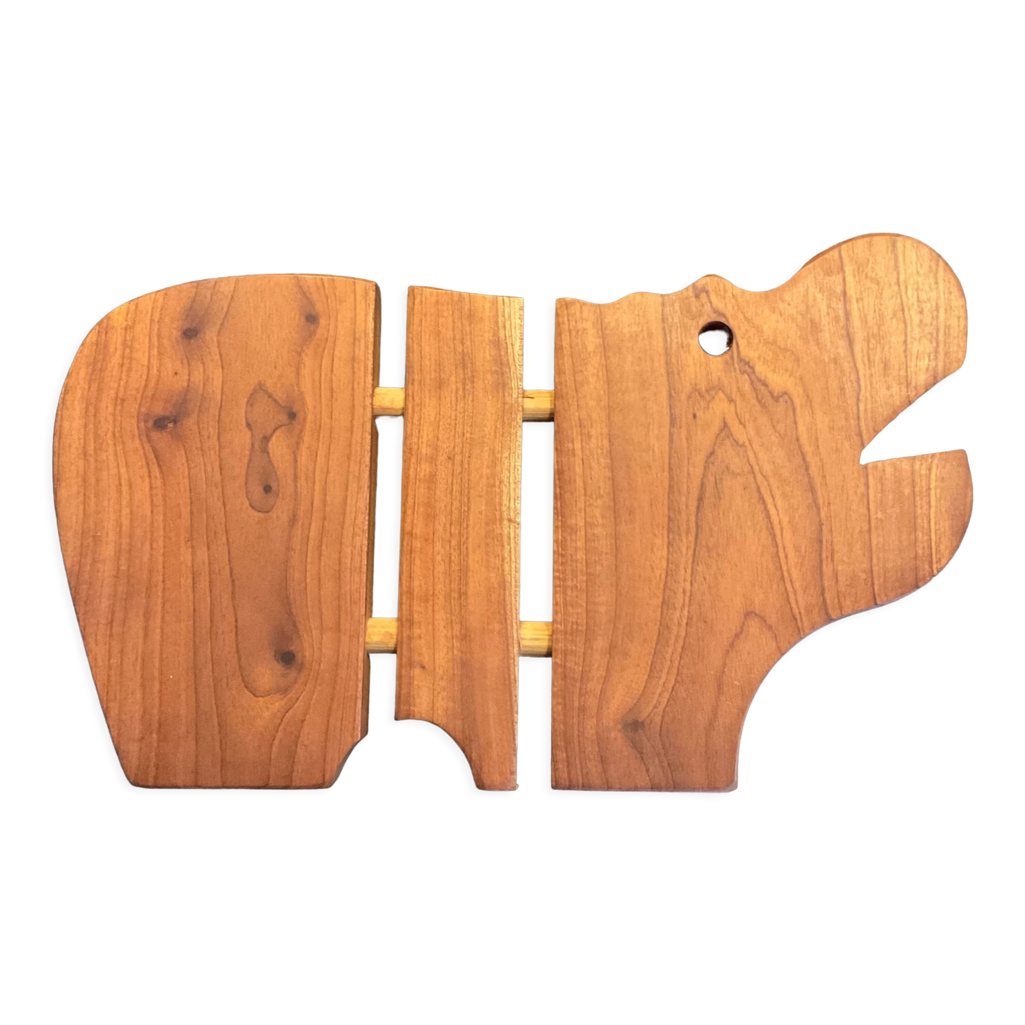 Dessous de plat vintage hippopotame en bois