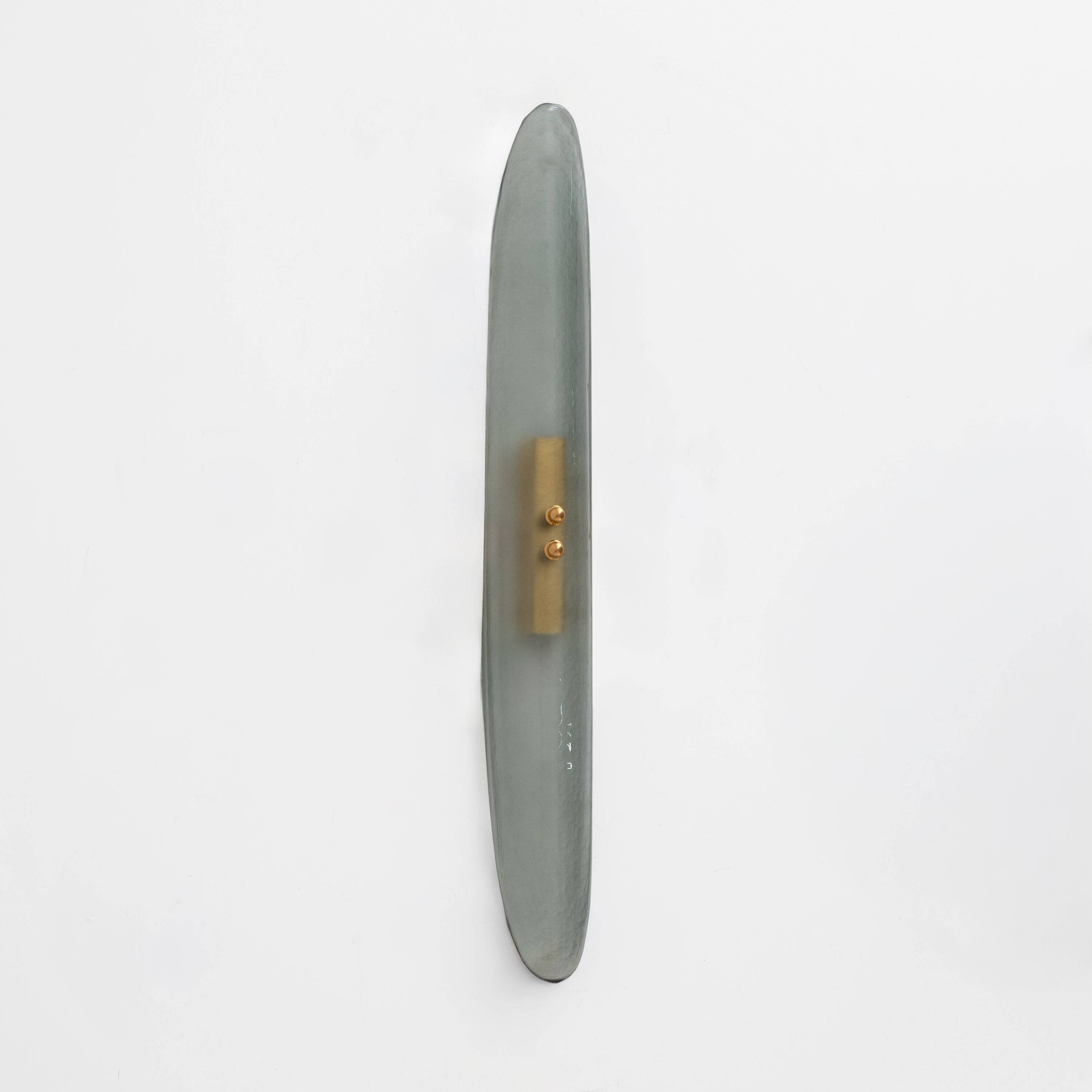 Pair of Fontana Arte Style Mid-century Aqua Green Murano Glass sconces