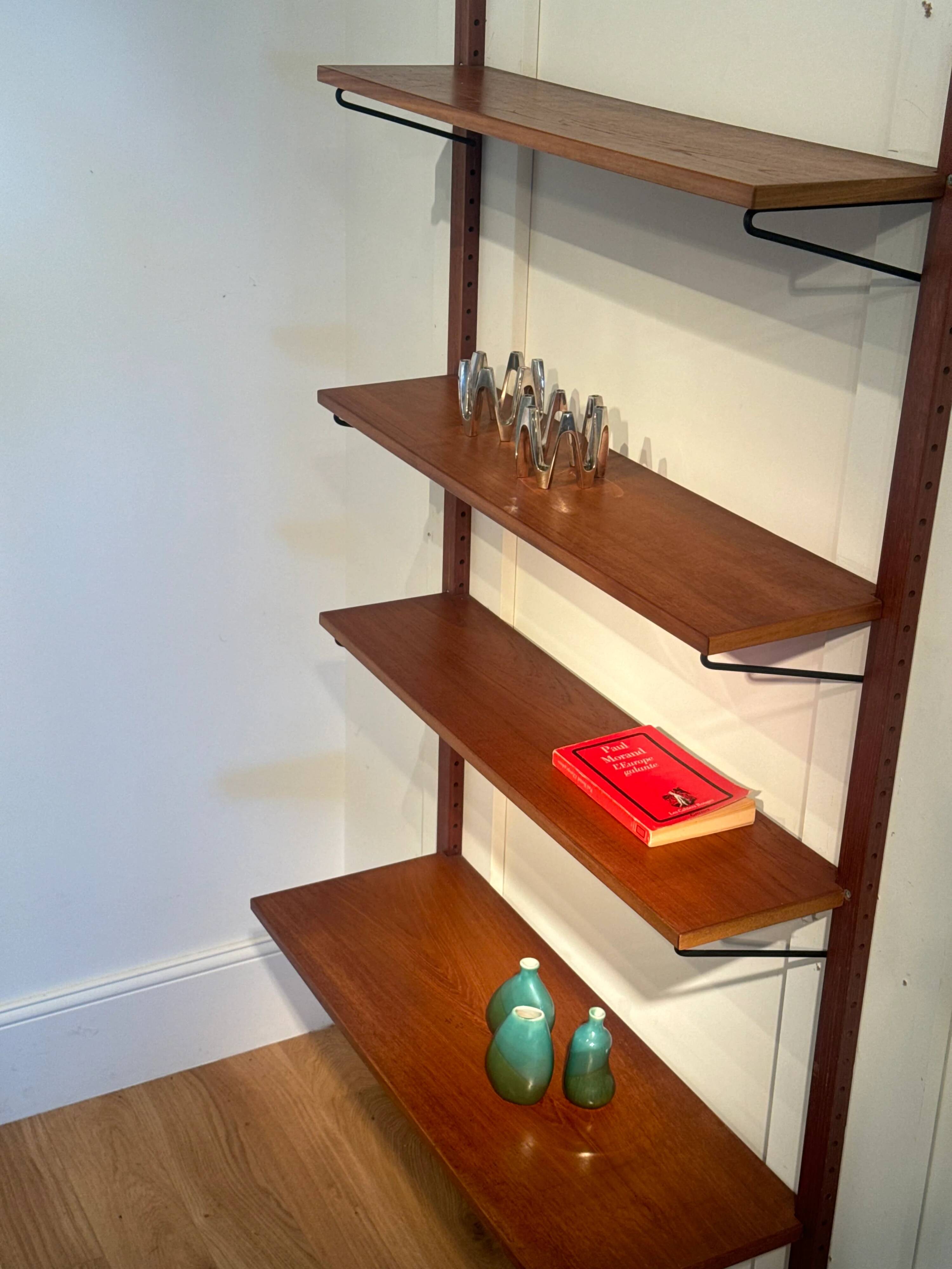 Vintage Scandinavian wall library in teak "Lisbet"