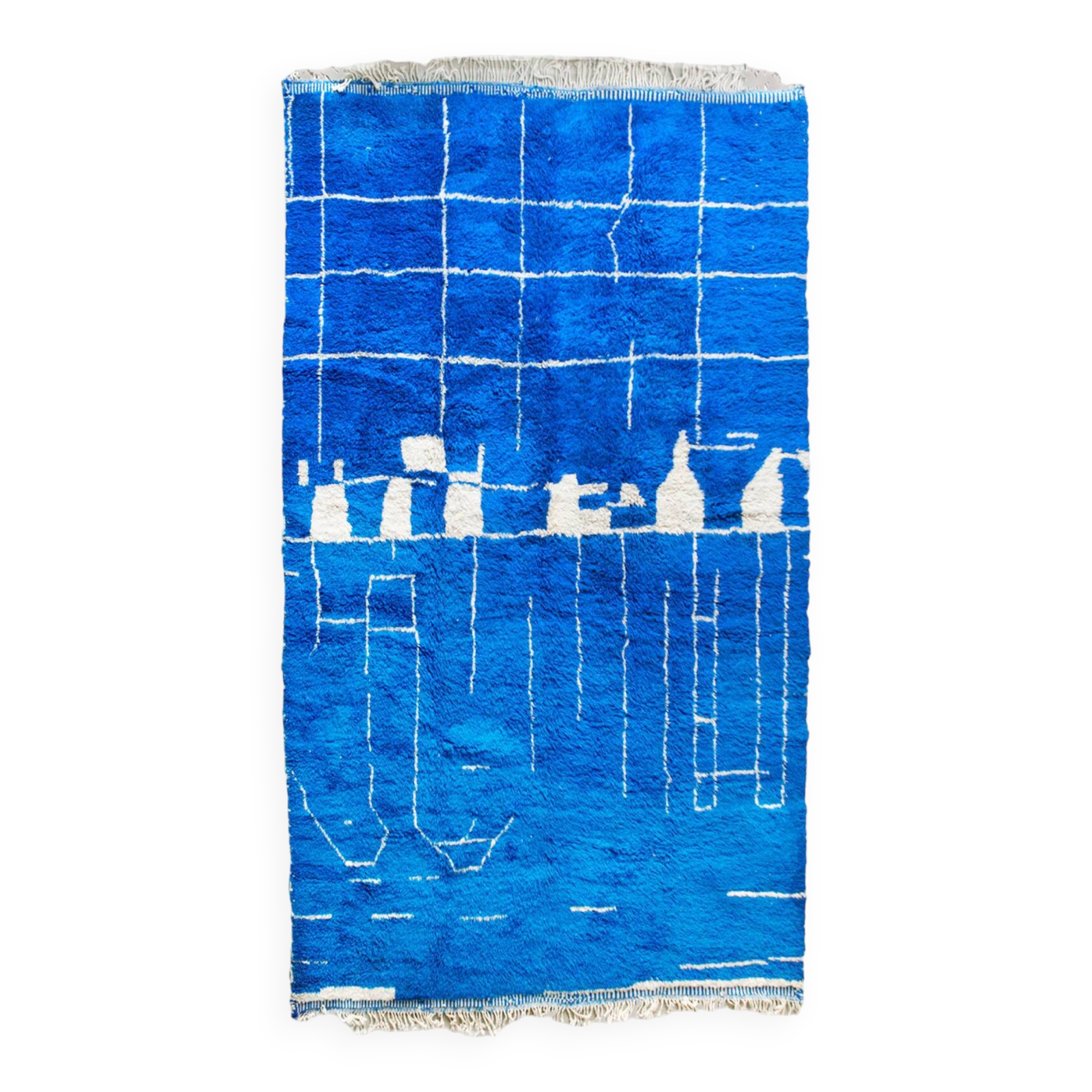 Vintage Cobalt Blue Moroccan Rug or Carpet