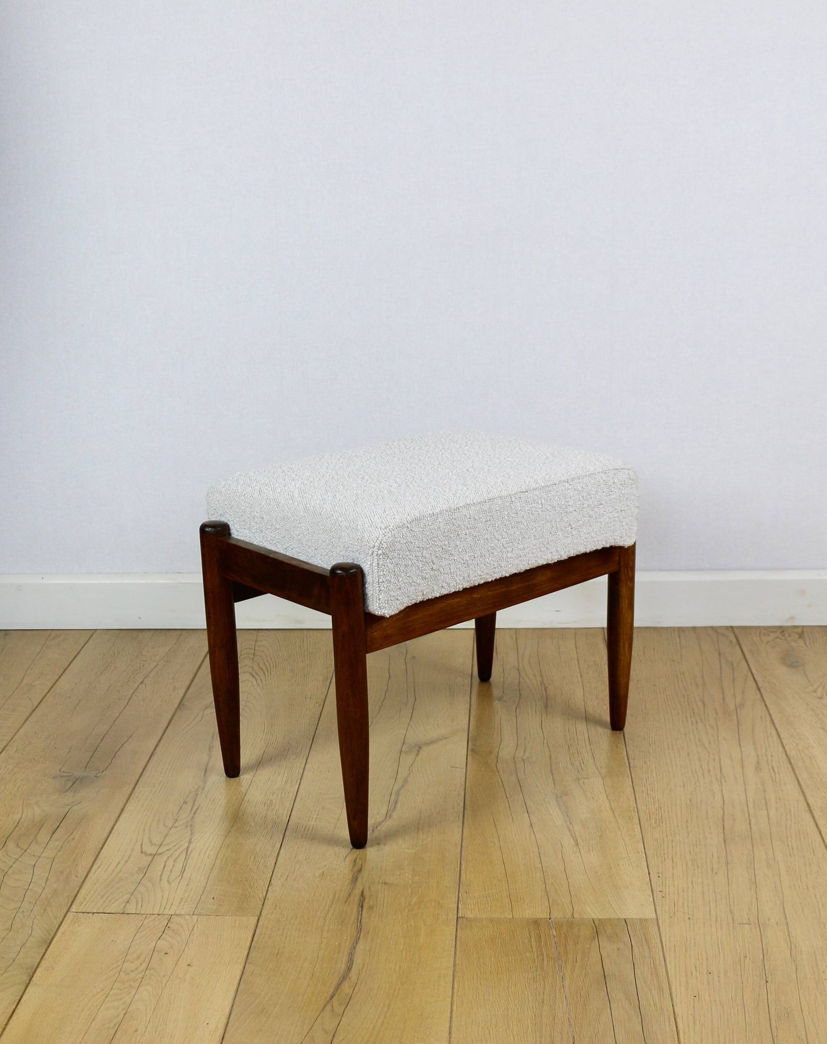 Edmund Homa stool, cream ivory white boucle seat - 2 pieces available