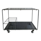 Smoked glass & steel rolling trolley