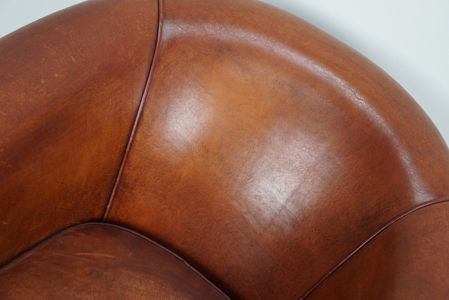 Vintage Dutch cognac leather club chair, 1970s, set of 2