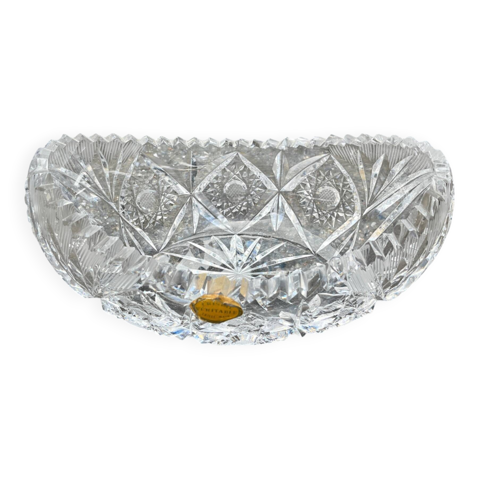 Oval salad bowl in cut crystal from Lorraine 1960 - crystal fruit bowl