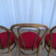 Set of 4 Vintage Bentwood Bistro Chairs, Red Upholstery