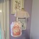Suspension abat jour en toile de Jouy et opaline drapée rose