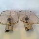 Pair of old brass wall lamps cut glass