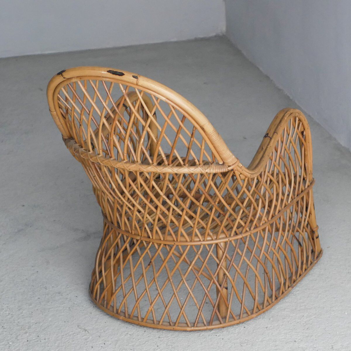 Fauteuil en rotin Gervasoni, années 1960