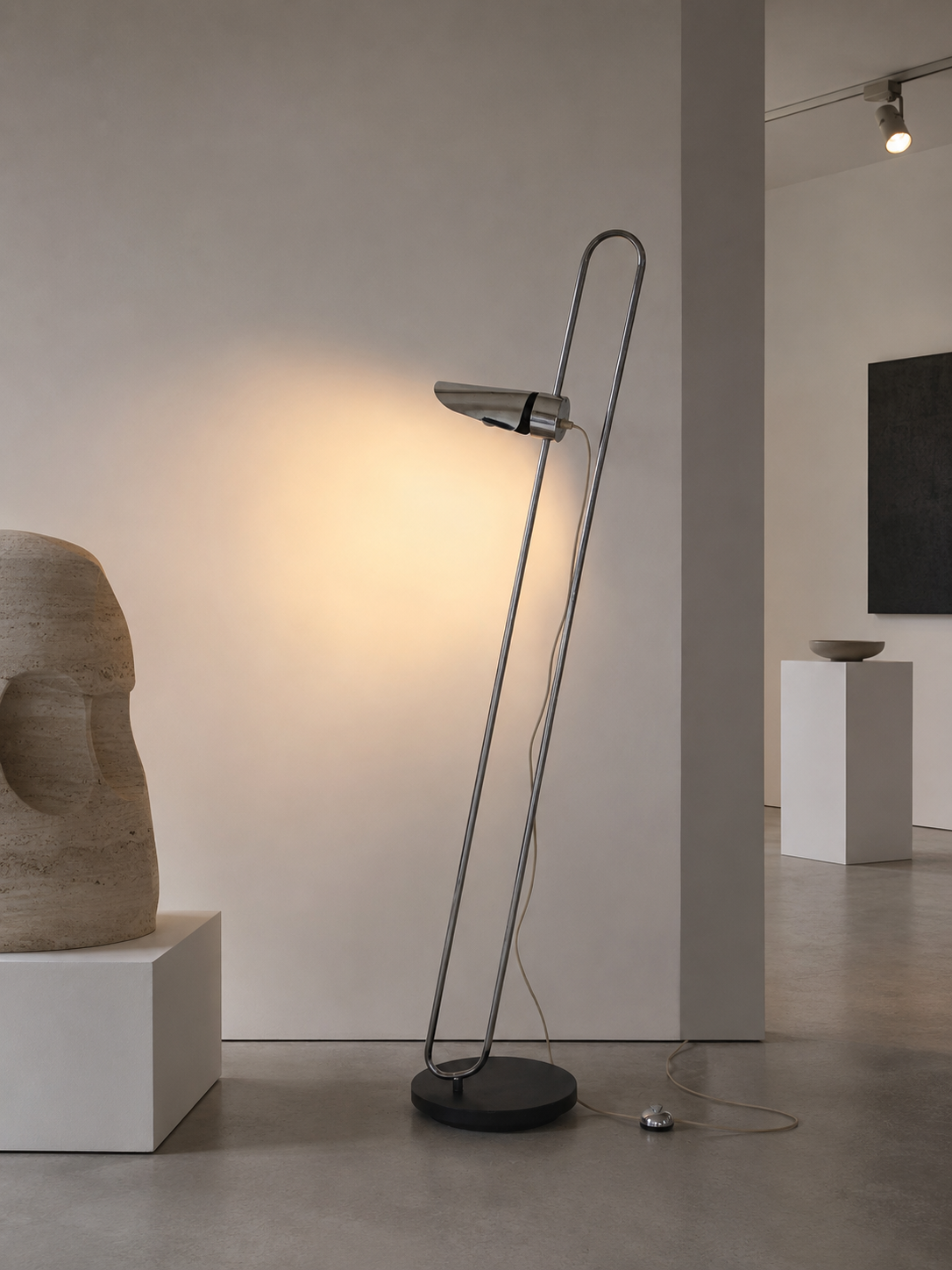 Italian chrome Space Age floor lamp attributed to Goffredo Reggiani.