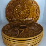 oyster plates and vintage earthenware dish, beautiful amber colour, impeccable condition