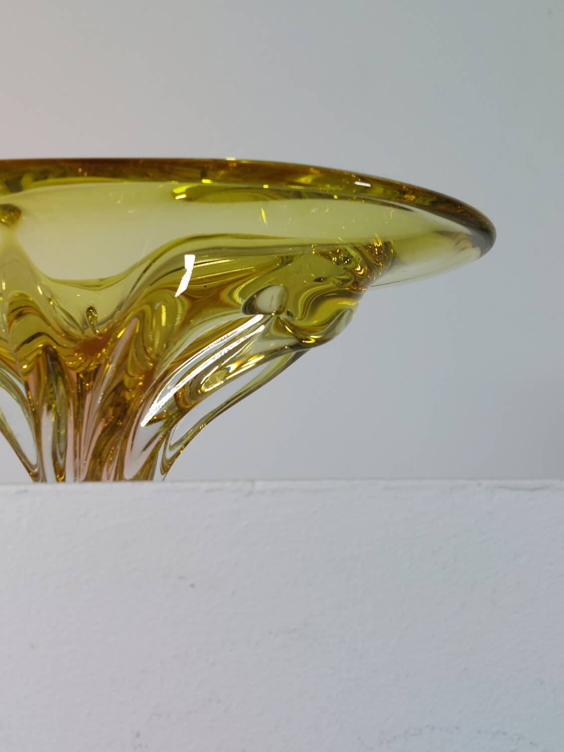 Bol à fruits en verre organique vintage du milieu du siècle Murano