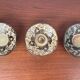 Bowls and candle holders in Danish studio pottery from the mid-century modern period by Michael Andersen Keramik, 1960s, set of 3.