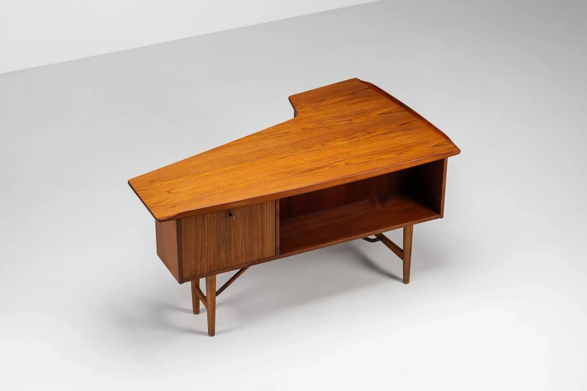 Peter Lovig Nielsen boomerang writing desk teak Lovig Denmark 1960