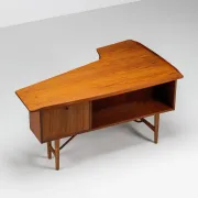 Peter Lovig Nielsen boomerang writing desk teak Lovig Denmark 1960