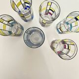 Set of 6 Vintage Hand-Painted Tall Glasses, USA 1950s-60s