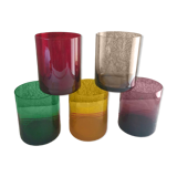 Ensemble de 5 verres colorés soufflés bouche 70