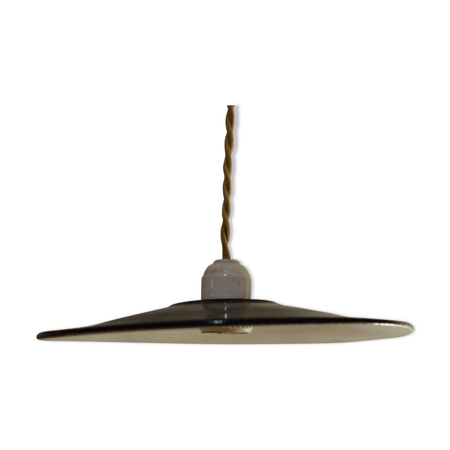 Black enamelled suspension - porcelain rosette