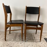 Scandinavian chair in wood and black imitation leather