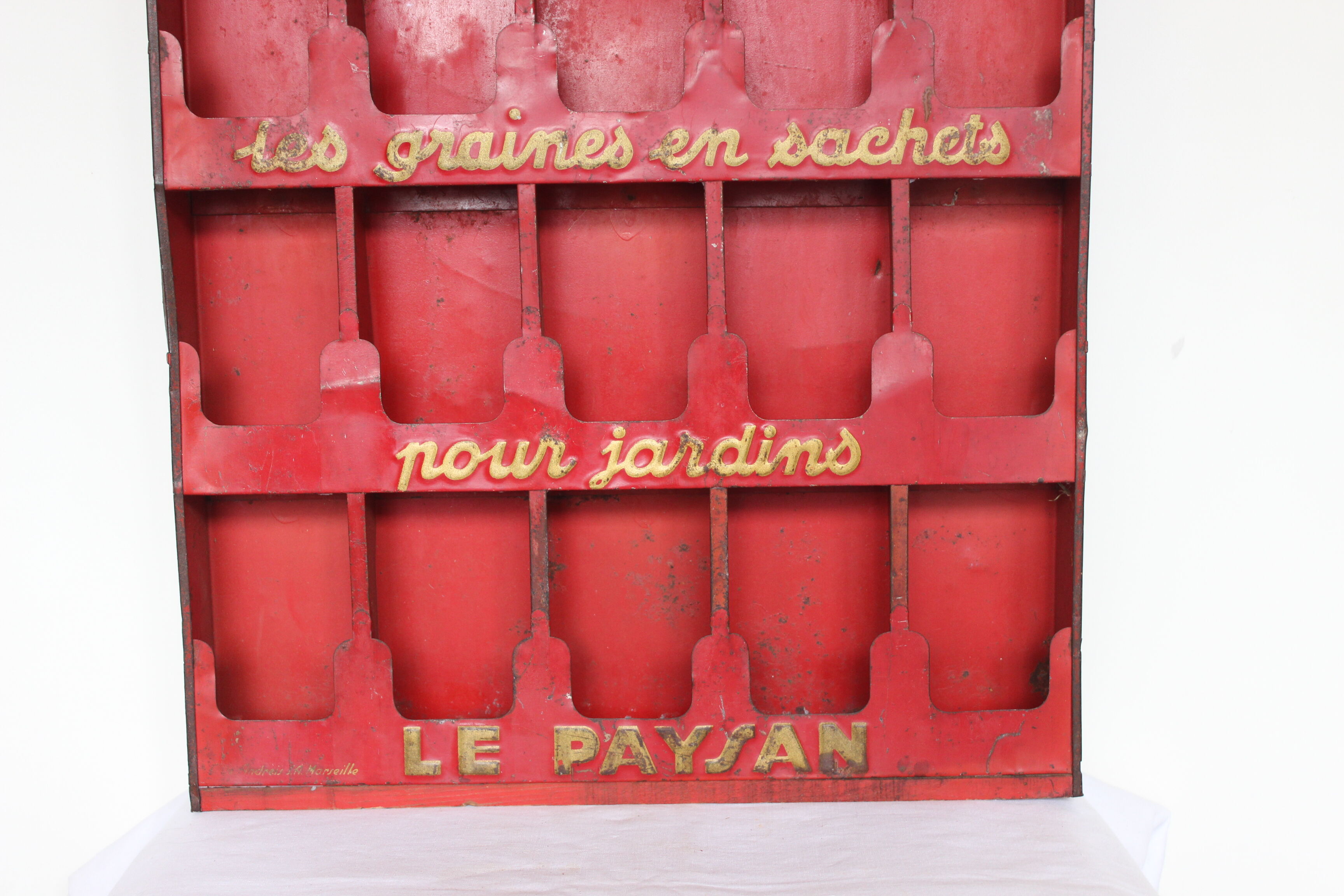 Presentoir ancien à graines meuble de metier